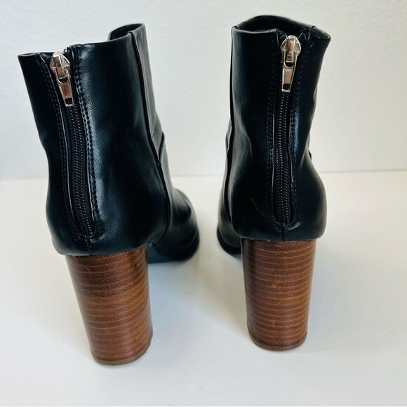 ASOS Black Vegan Leather Block Heel Boots Size 6 - Picture 3 of 7